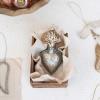 imageCreative CoOp Etched Mercury Glass Ball Ornament Garland with Gold Cord Matte Silver Finish and Coral Color