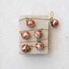 imageCreative CoOp Etched Mercury Glass Ball Ornament Garland with Gold Cord Matte Silver Finish and Coral Color