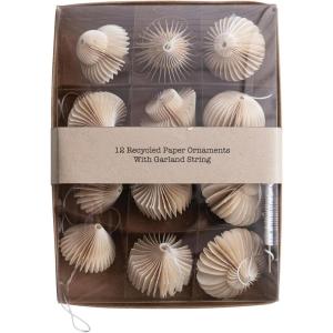 imageCreative CoOp Decorative Paper Folding Honeycomb Ornaments with DIY Garland String Cream Color Set of 12