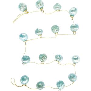 imageCreative CoOp Embossed Mercury Glass Ornament Garland with Gold Cord Blue