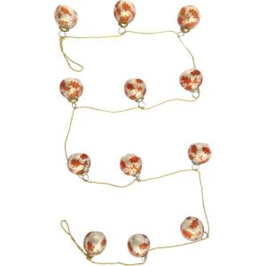 imageCreative CoOp Etched Mercury Glass Ball Ornament Garland with Gold Cord Matte Silver Finish and Coral Color