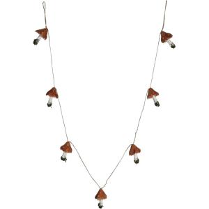 imageCreative CoOp Feather and Foam Mushroom Garland with Gold Glitter and Faux Moss Rust