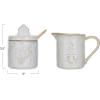imageCreative CoOp Tree Debossed Stoneware Creamer and Sugar Pot Set White Set of 3
