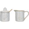 imageCreative CoOp Tree Debossed Stoneware Creamer and Sugar Pot Set White Set of 3