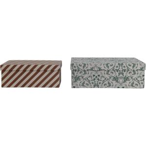 imageCreative CoOp 12 L x 812W x 4 H ampamp 10 L x 812W x 4 H Printed Recycled Paper Gift Boxes Multi Color Set of 2