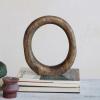 imageCreative CoOp Modern Decorative Carved Wood Standing Circle Natural Dcor