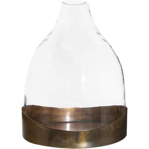 imageCreative CoOp Decorative Glass Cloche with Metal Tray Clear and Copper