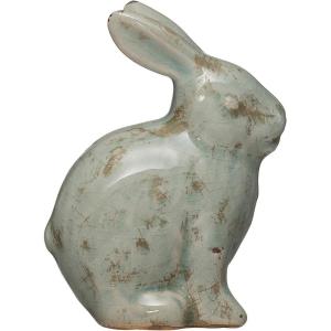 imageCreative CoOp Distressed Terracotta Figurine Rabbit Aqua