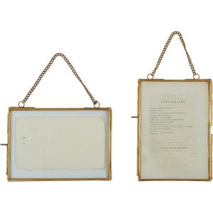 imageCreative CoOp Glass ampamp Brass Photo Frames with Stands Set of 2 StylesHanging