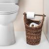 imageCreative CoOp Bankuan Braided Oval Toilet Paper Basket with Wood BarDark Brown
