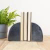 imageCreative CoOp Boho Arched Semicircle Marble Brass Detail Set of 2 Black Bookend