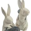 imageCreative CoOp Decorative Bunnies with Baskets Set of 2 Styles Antique White and Grey