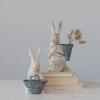 imageCreative CoOp Decorative Bunnies with Baskets Set of 2 Styles Antique White and Grey