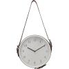 imageCreative CoOp Plastic Hanging Wall Clock with Leather Strap White and Brown
