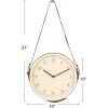 imageCreative CoOp Plastic Hanging Wall Clock with Leather Strap White and Brown