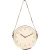 imageCreative CoOp Plastic Hanging Wall Clock with Leather Strap White and Brown