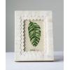 imageCreative CoOp White Scalloped Bone ampamp Wood Photo Frame Holds 4quot x 6quot Photo