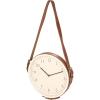 imageCreative CoOp Plastic Hanging Wall Clock with Leather Strap White and Brown