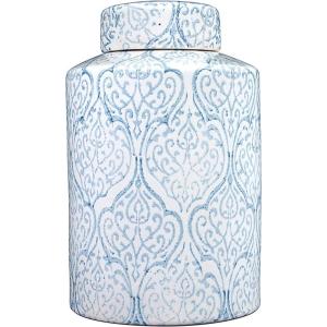imageBlue ampamp White Decorative Ginger Jar with LidLarge