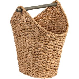 imageCreative CoOp Bankuan Braided Oval Toilet Paper Basket with Wood BarNatural