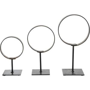 imageCreative CoOp Decorative Modern Found Metal Rings on Stands Black Set of 3