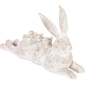 imageCreative CoOp Decorative Resting Rabbit with Birds Figurine Distressed WhiteWhite