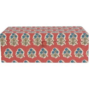 imageCreative CoOp Fabric Covered Jewelry Box with Floral Pattern and Interior Mirror Multicolor