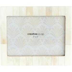 imageCreative CoOp White Resin Photo Frame with Beige Accents Holds 5quot x 7quot Photo
