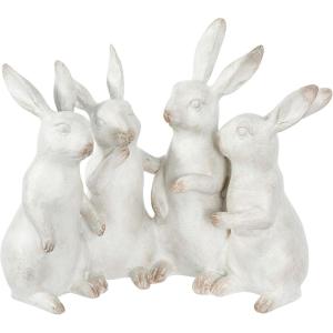 imageCreative Coop EC0147 Whitewashed Polyresin Bunny Rabbit Quartet Figures and Figurines WhiteSolid