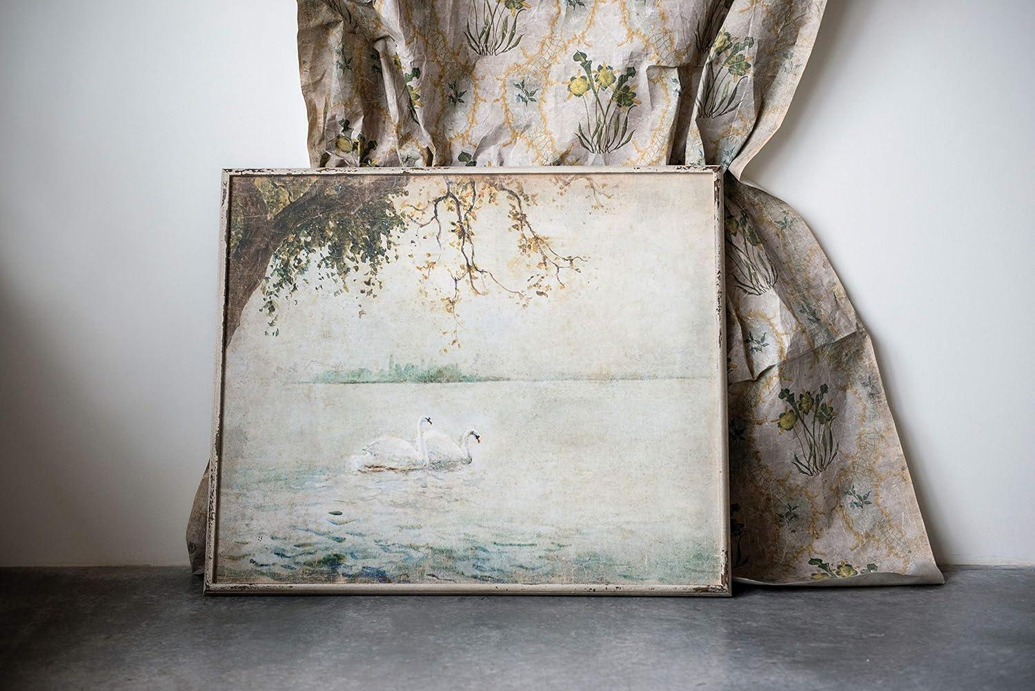 imageCreative CoOp Vintage Swans Wood Framed Wall Dcor
