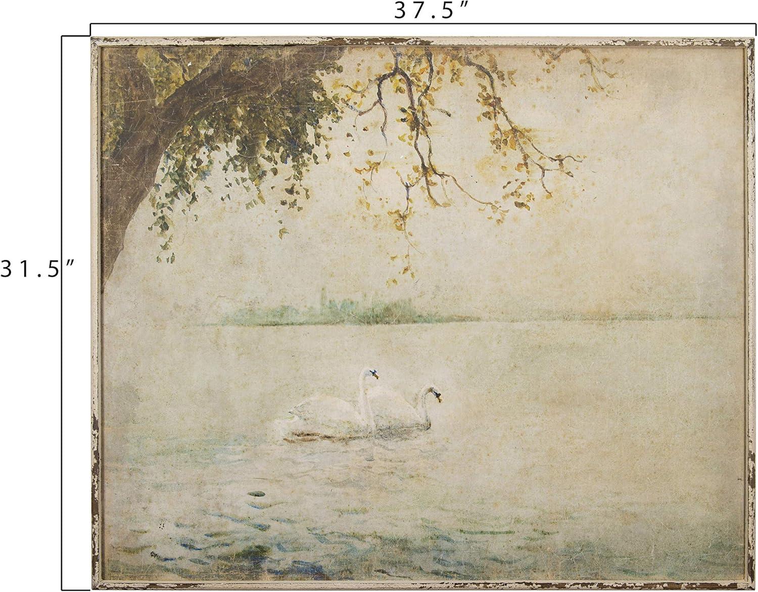imageCreative CoOp Vintage Swans Wood Framed Wall Dcor