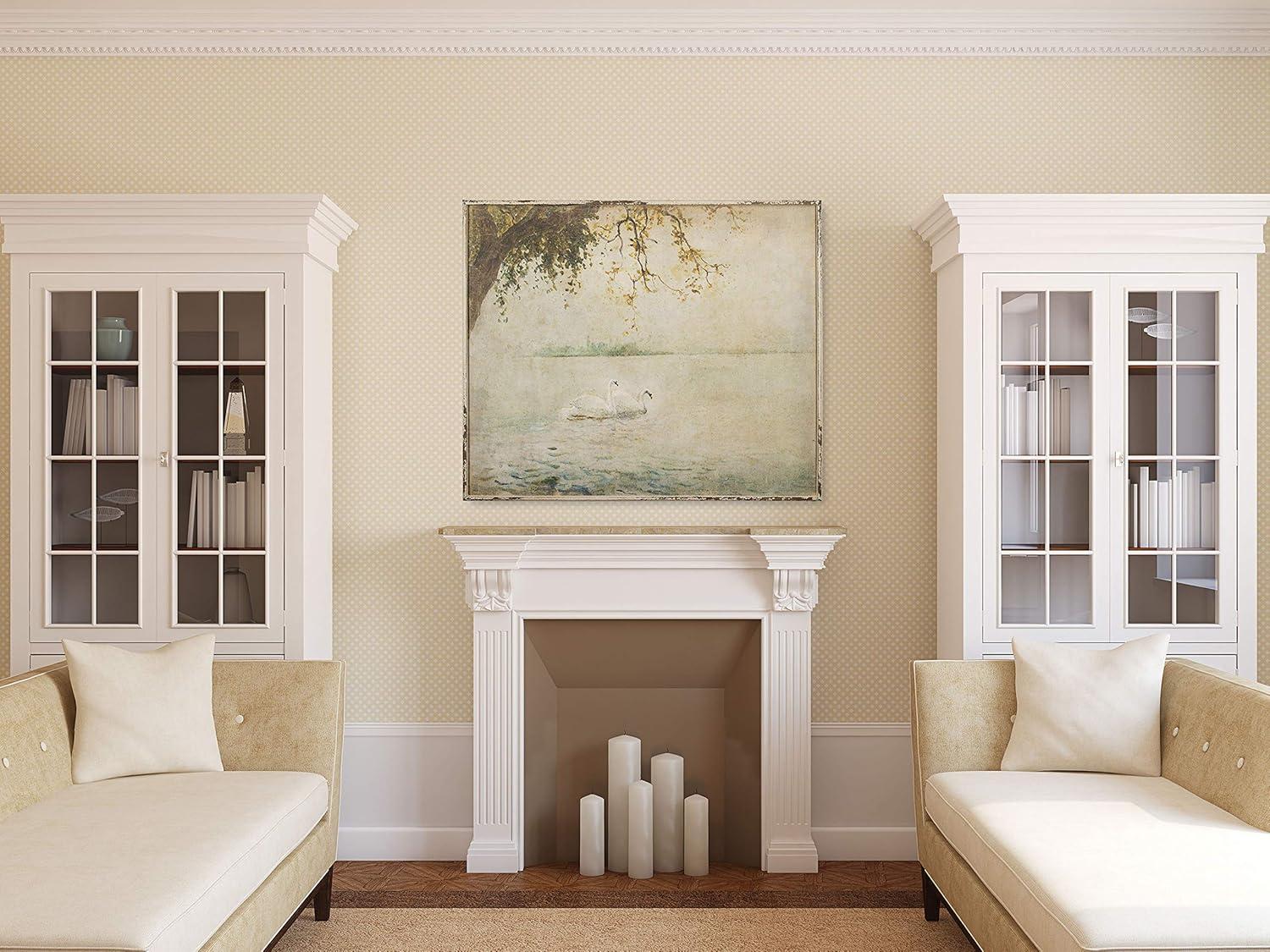 imageCreative CoOp Vintage Swans Wood Framed Wall Dcor