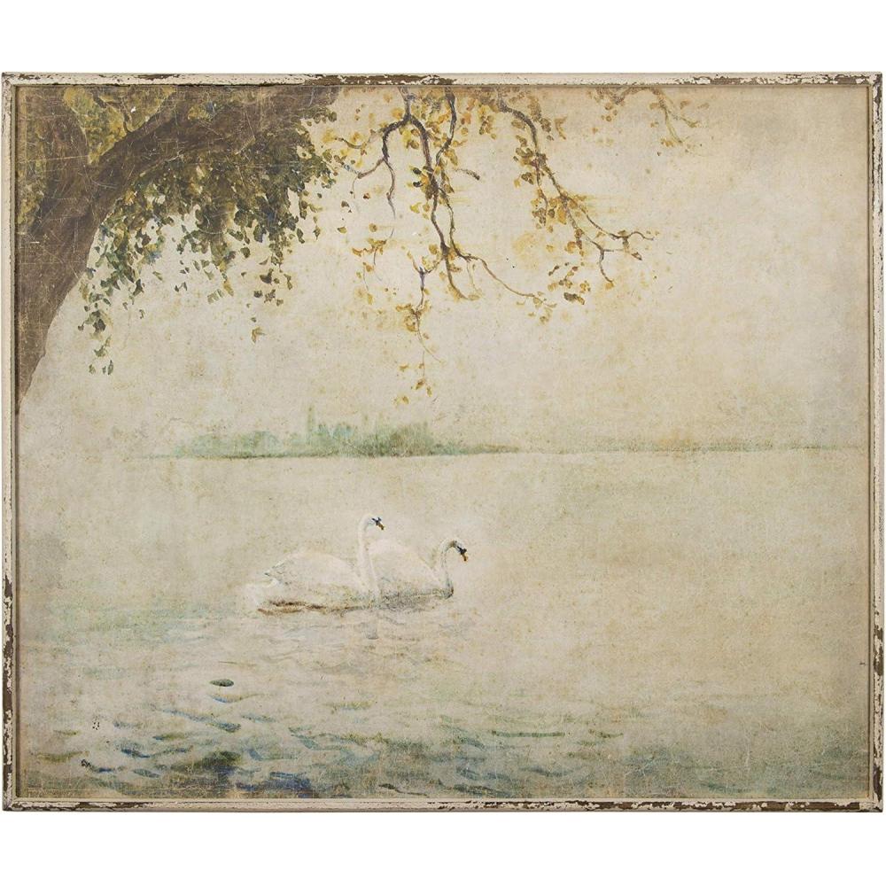 imageCreative CoOp Vintage Swans Wood Framed Wall Dcor