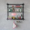 imageCreative CoOp Metal and Glass Wall Shelf with Shelves and Stemmed Glass Holders Black