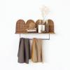 imageCreative CoOp Rattan Wicker Wall Shelf with Scalloped Edge and Metal Rod Natural