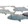 imageCreative CoOp Rubber Wood School of Fish Wall Dcor Distressed Turquoise and White
