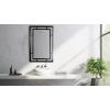 imageCreative CoOp Vintage Glass Wall Mirror with Geometric Art Deco Wood Frame GoldBlack