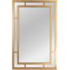 imageCreative CoOp Vintage Glass Wall Mirror with Geometric Art Deco Wood Frame GoldGold
