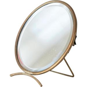 imageCreative CoOp Brass Round Mirror On Stand in Antique Finish Gold