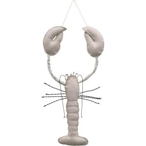 imageCreative CoOp Handmade Recycled Canvas ampamp Wire Hanging Lobster Cream Color Wall Dcor