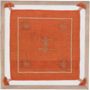 imageCreative CoOp Mango Wood and MDF Framed Cotton and Jute Textile with Embroidery and Tassels Wall Art and Dcor 23quot L x 23quot W x 1quot H Multicolor