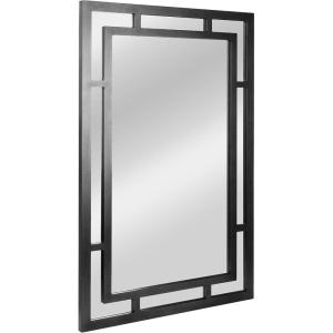 imageCreative CoOp Vintage Glass Wall Mirror with Geometric Art Deco Wood Frame GoldBlack