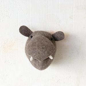 imageCreative CoOp Wool Felt Hippo Head Wall Hanging Grey and Cream