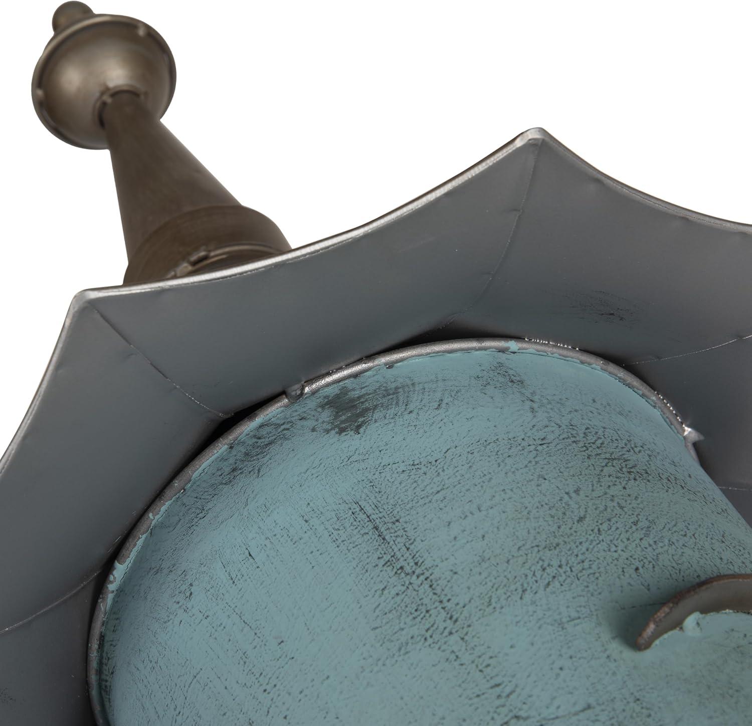 imageCreative CoOp Cottagecore FreeStanding Decorative Metal Birdhouse for Garden Distressed Aqua 155quotWx34quotTBlue