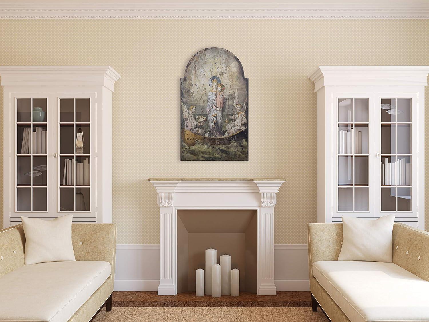 imageVintage Mary ampamp Angels Image on Decorative Wood Wall Dcor