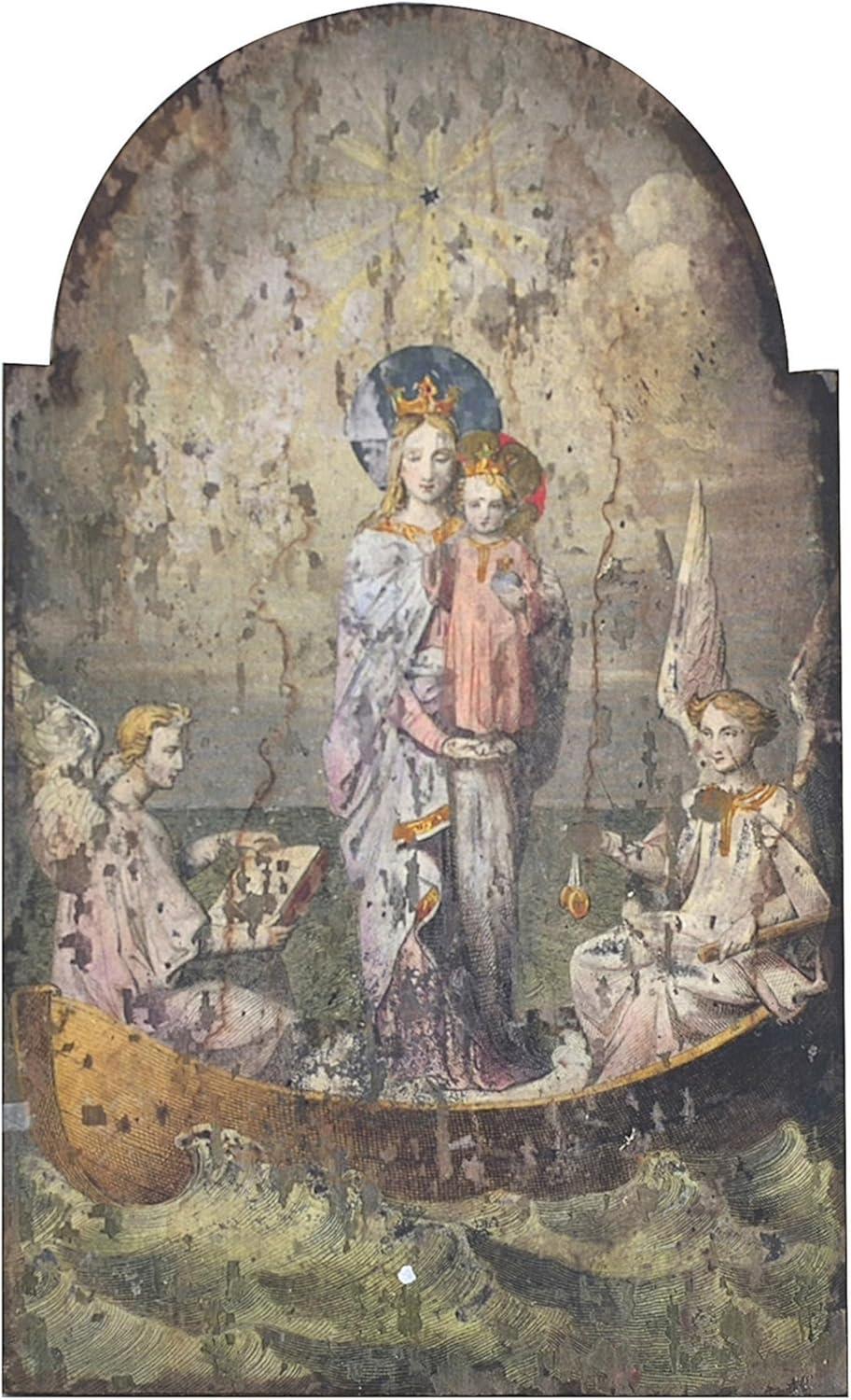 imageVintage Mary ampamp Angels Image on Decorative Wood Wall Dcor