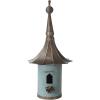 imageCreative CoOp Cottagecore FreeStanding Decorative Metal Birdhouse for Garden Distressed Aqua 155quotWx34quotTBlue