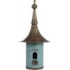 imageCreative CoOp Cottagecore FreeStanding Decorative Metal Birdhouse for Garden Distressed Aqua 155quotWx34quotTBlue