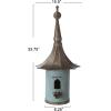 imageCreative CoOp Cottagecore FreeStanding Decorative Metal Birdhouse for Garden Distressed Aqua 155quotWx34quotTBlue
