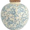 imageCreative CoOp DF2720 8quot H Terracotta Floral Transferware Pattern ampamp Crackle Finish Vase BlueVase